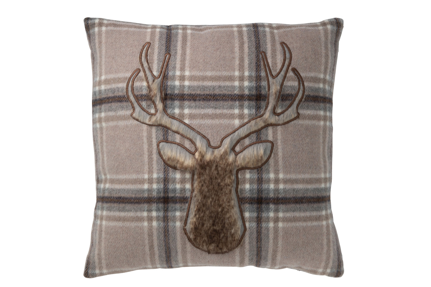 J-line - Kussen Dons Hert Polyester Grijs - 45x45x10cm