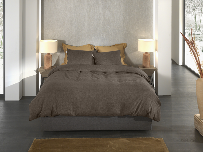 Heckett Lane Dekbedovertrek Flanel Franela - coffee quartz