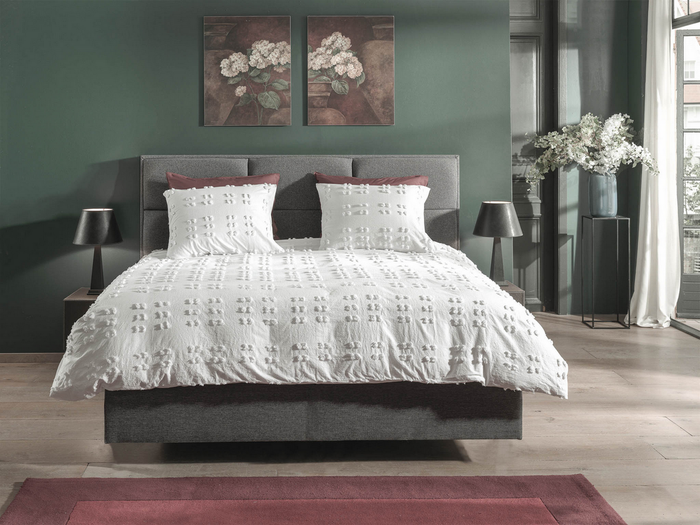 Yellow Dekbedovertrek Katoen Falk - white