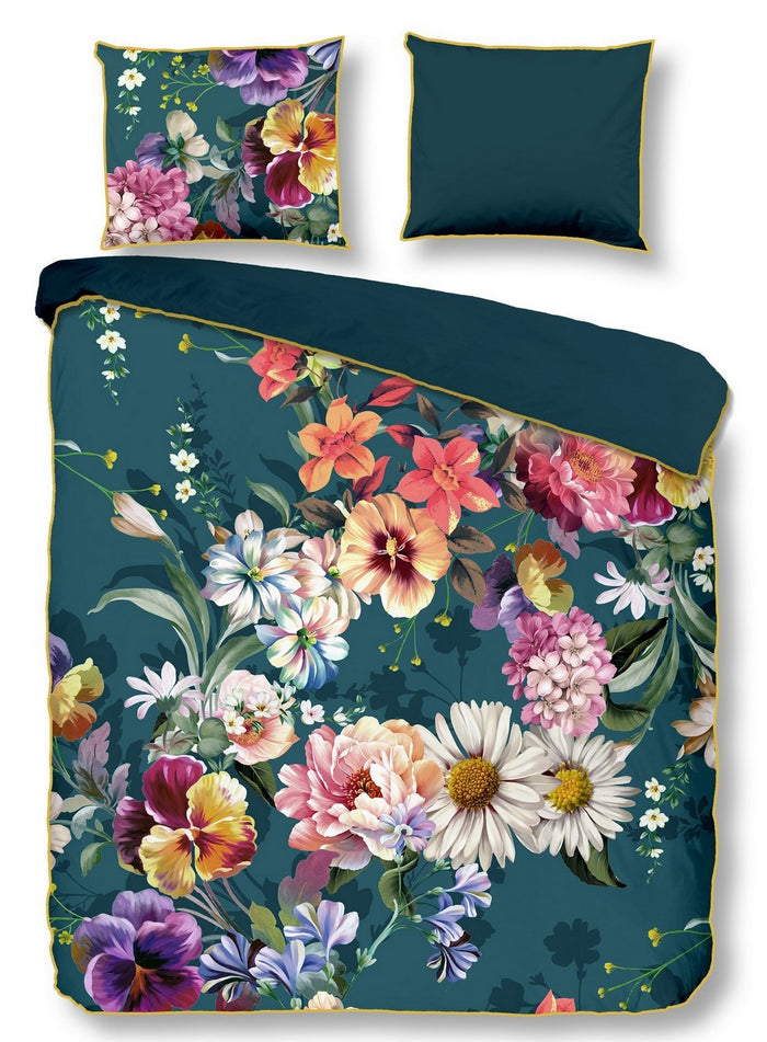 Descanso Dekbedovertrek Biologische Katoen Satijn Novara - petrol