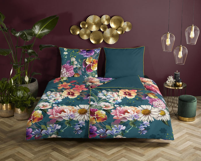 Descanso Dekbedovertrek Biologische Katoen Satijn Novara - petrol