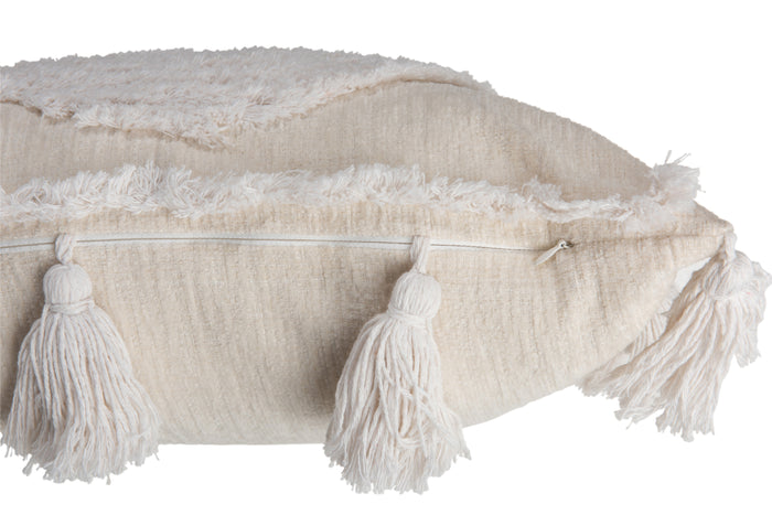 J-line - Kussen Kwast Polyester Wit - 45x45x10cm