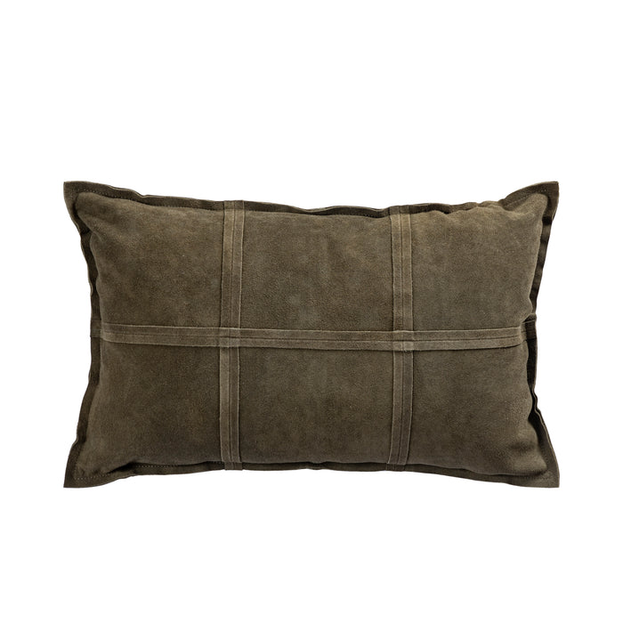 PTMD Cobie Green Suede Leather Cushion Rectangle
