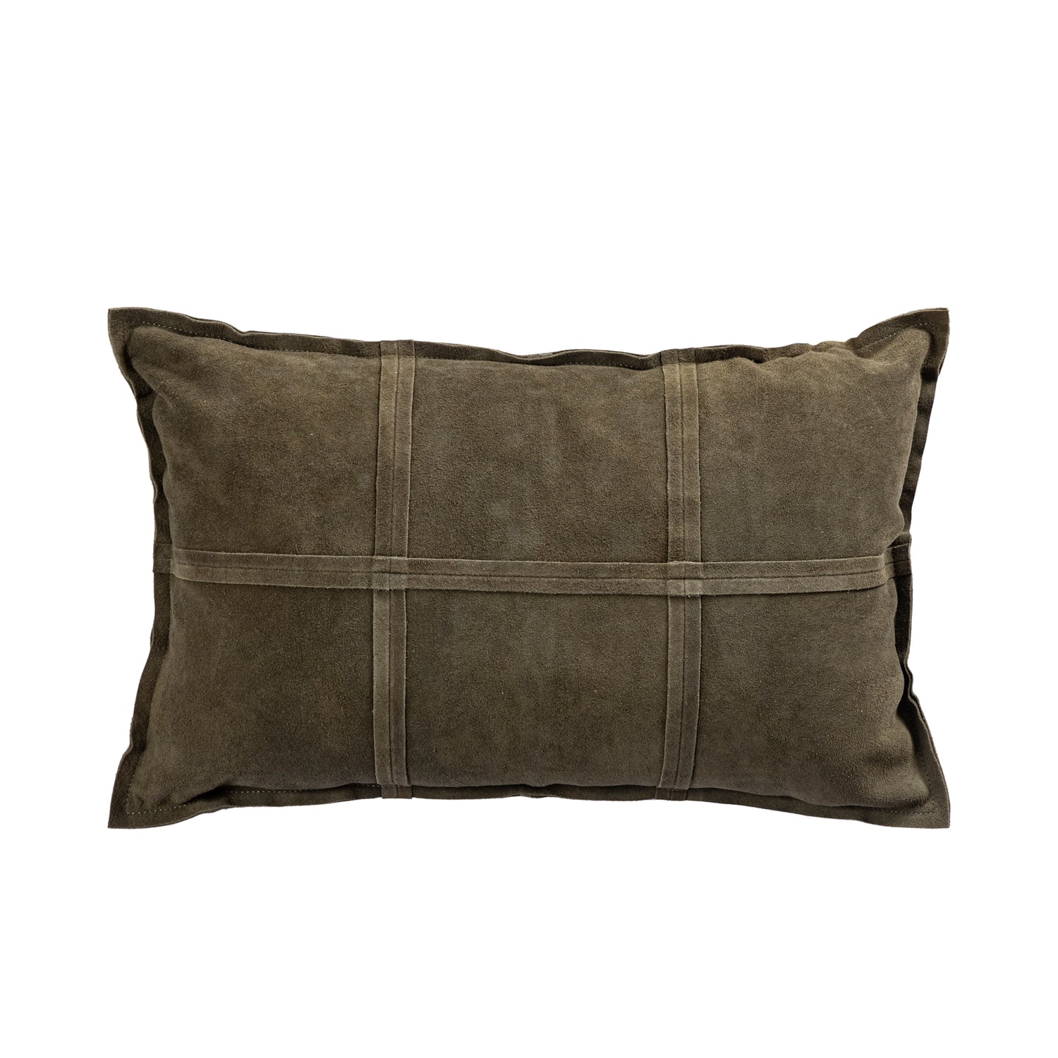PTMD Cobie Green Suede Leather Cushion Rectangle