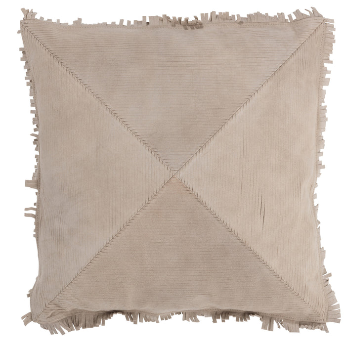 J-line - Kussen Kruis Vierkant Leder Beige - 42x41x12cm