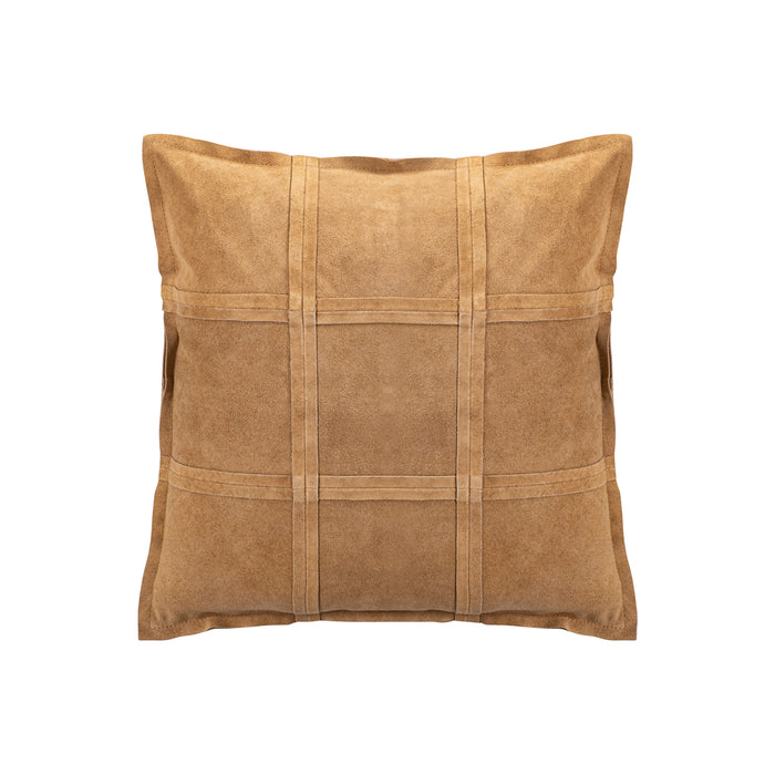 PTMD Cobie Camel Suede Leather Cushion Square S