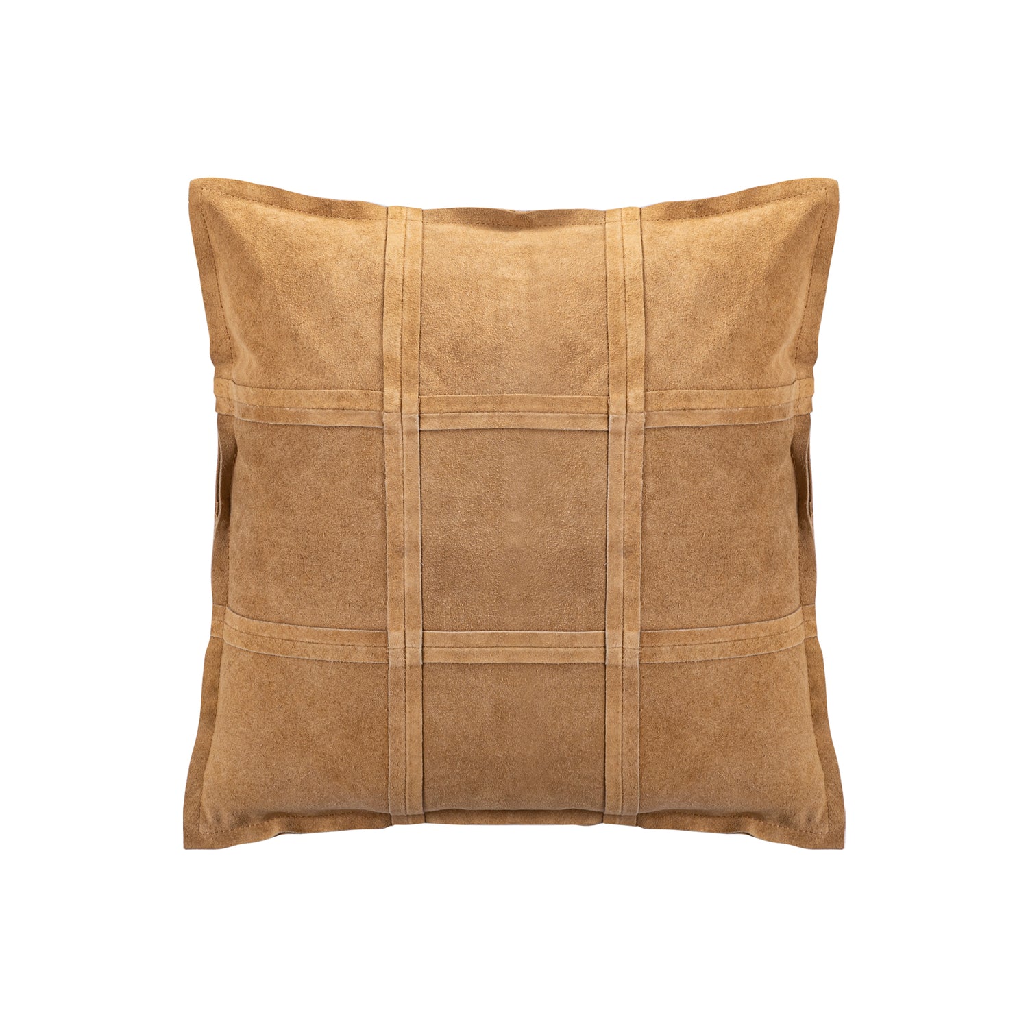 PTMD Cobie Camel Suede Leather Cushion Square S