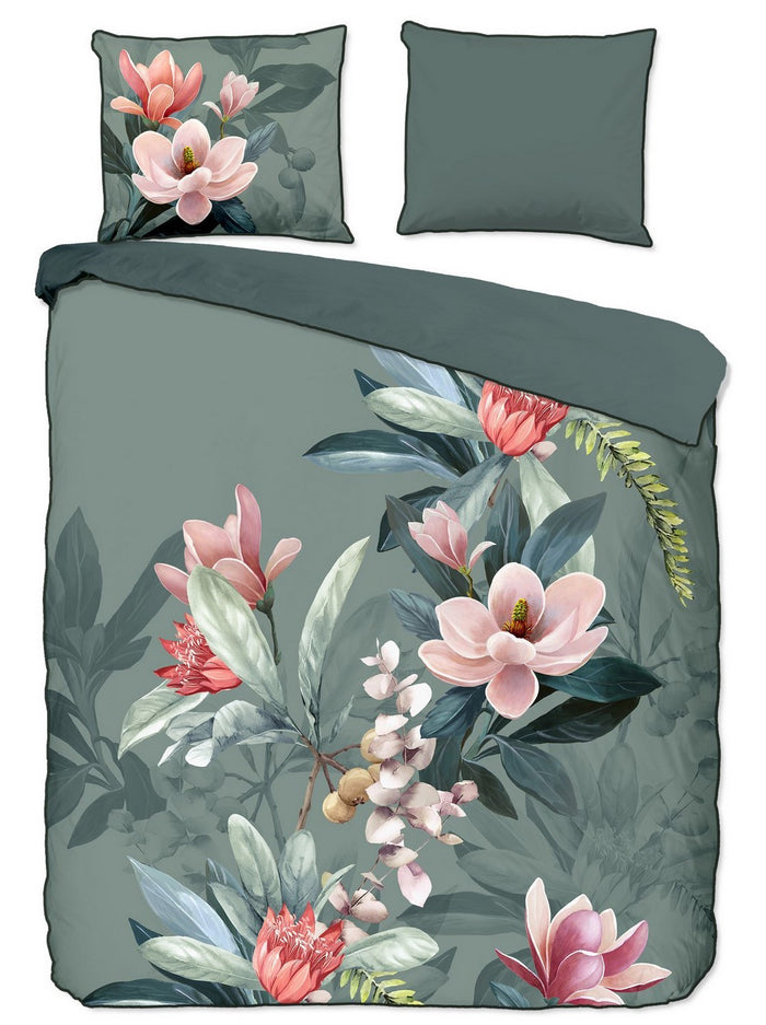 Descanso Dekbedovertrek Biologische Katoen Satijn Parler - green