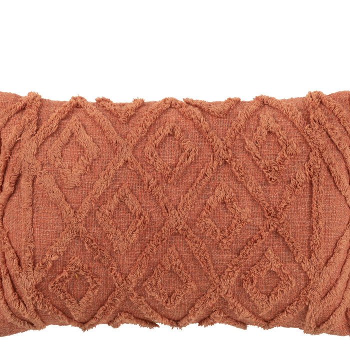 J-line - Kussen Kwastje Katoen Terracotta Lang - 78x37x14cm