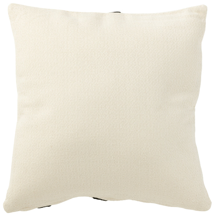 J-line - Kussen Streep Textiel Wit|zwart - 43x43x10cm