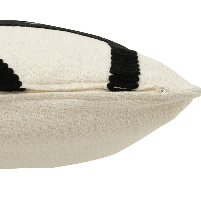 J-line - Kussen Streep Textiel Wit|zwart - 43x43x10cm