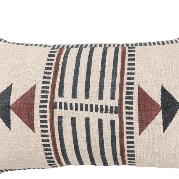 J-line - Kussen Ethnisch Katoen Creme|bruin|zwart - 68x40x12cm