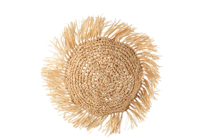 J-line - Kussen Rond Riet Raffia Naturel - 45x45x15cm