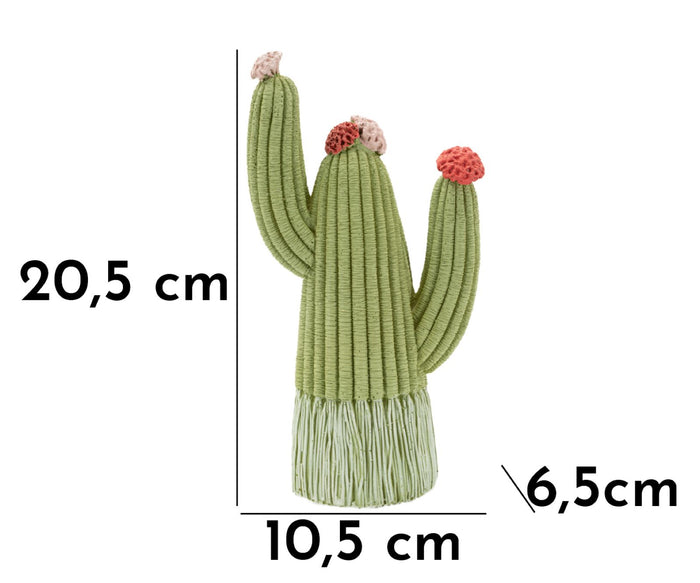 Cactusvormig beeldje van veelkleurige hars 10,5x6,5x20,5 cm