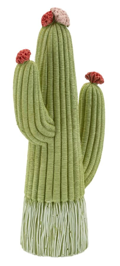 Cactusvormig beeldje van veelkleurige hars 13x7x25 cm