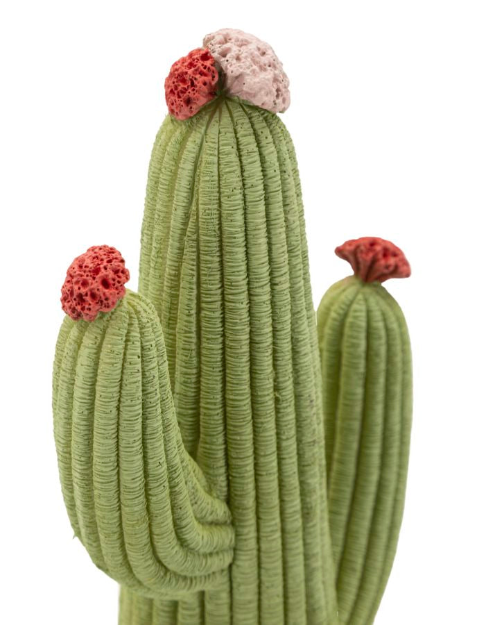 Cactusvormig beeldje van veelkleurige hars 13x7x25 cm