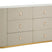Kast in beige stof en goudkleurig metaal, 140x45x76 cm