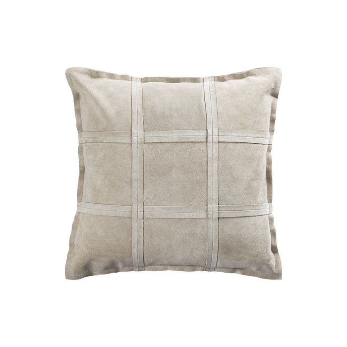 PTMD Cobie Taupe Suede Leather Cushion Square S