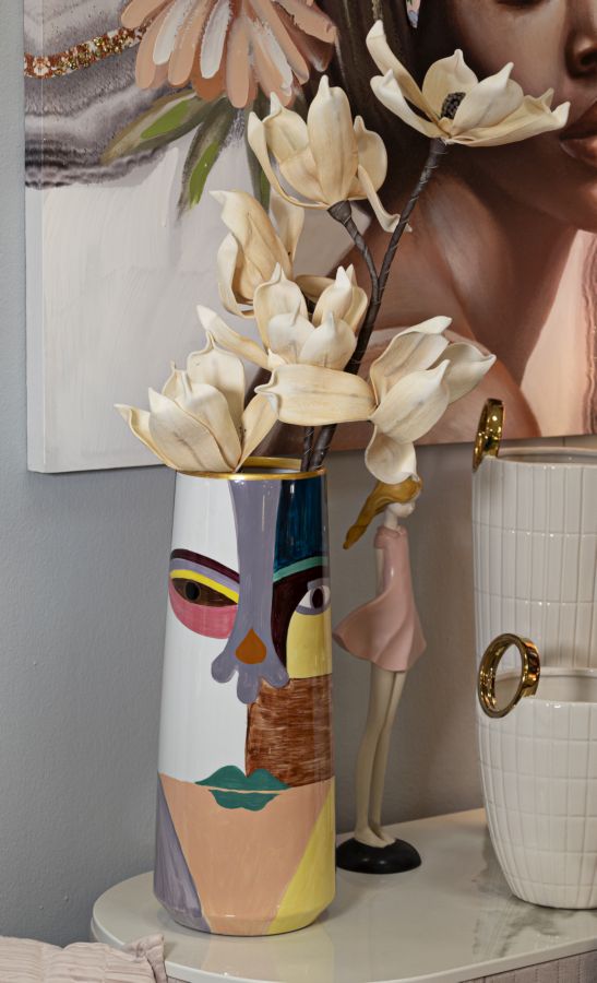 Veelkleurige keramische vaas cm ø 15x40