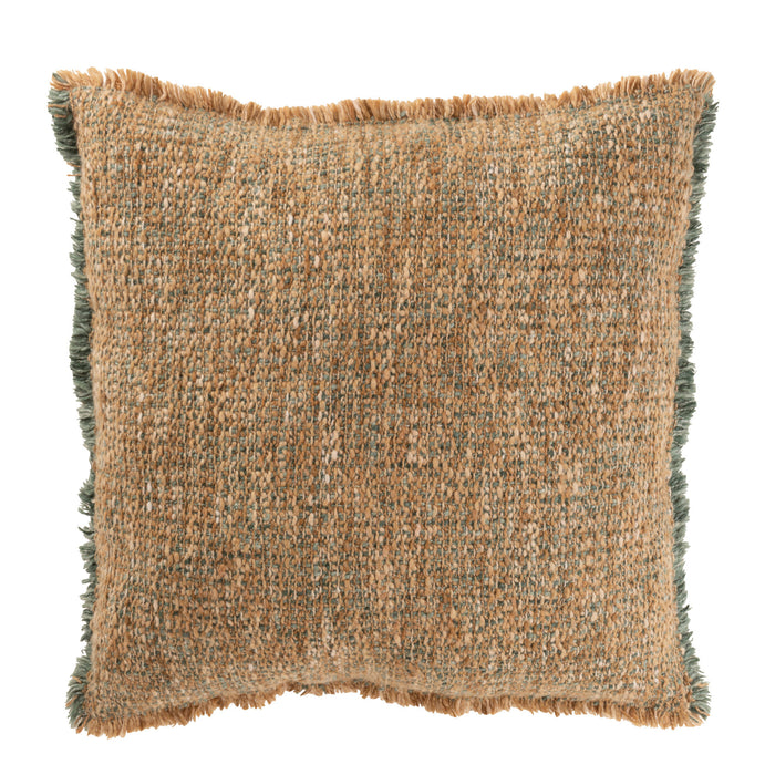 J-line - Kussen Gerafelde Randen Polyester Multicolor - 45x45x12cm