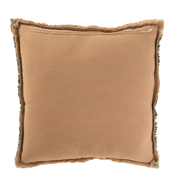 J-line - Kussen Gerafelde Randen Polyester Multicolor - 45x45x12cm