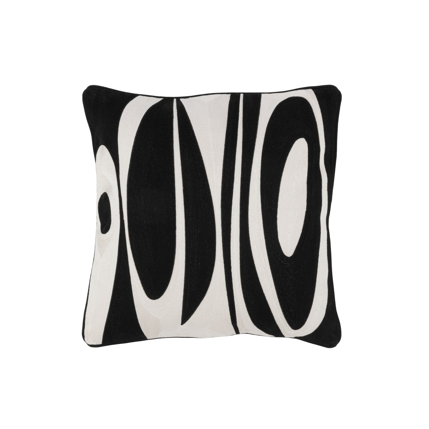 J-line - Kussen Milano Textiel Wit|zwart - 45x45x10cm