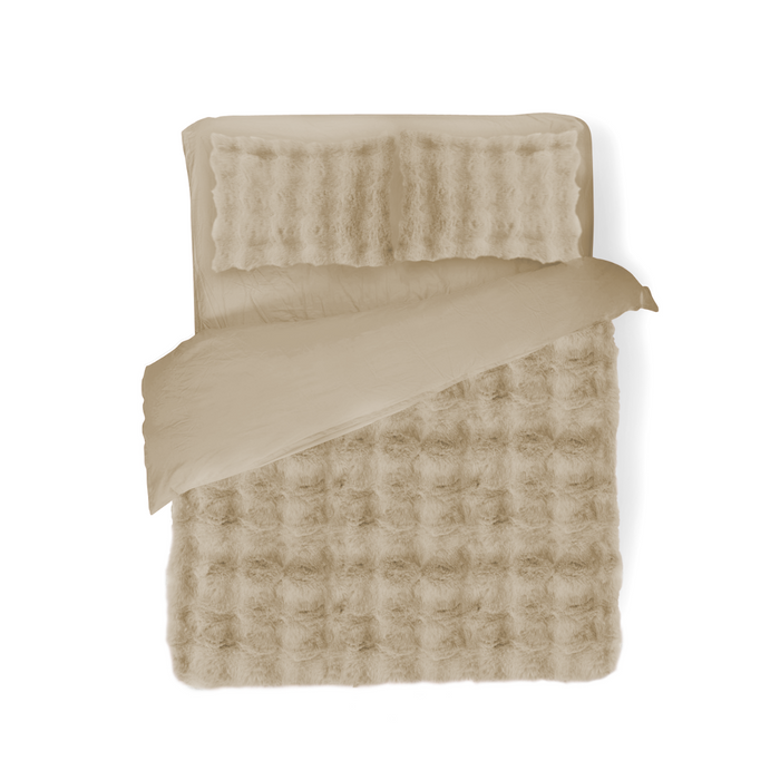 Eleganzzz Dekbedovertrek Bubble Pom Pom Rabbit Fur - sand