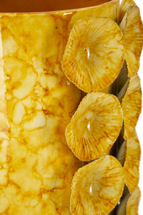 Gele metalen vaas cm 16x15x33