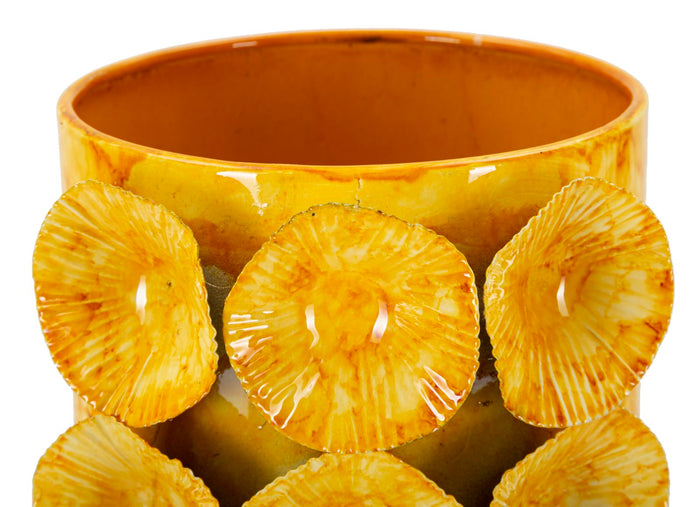 Gele metalen vaas cm 16x15x33