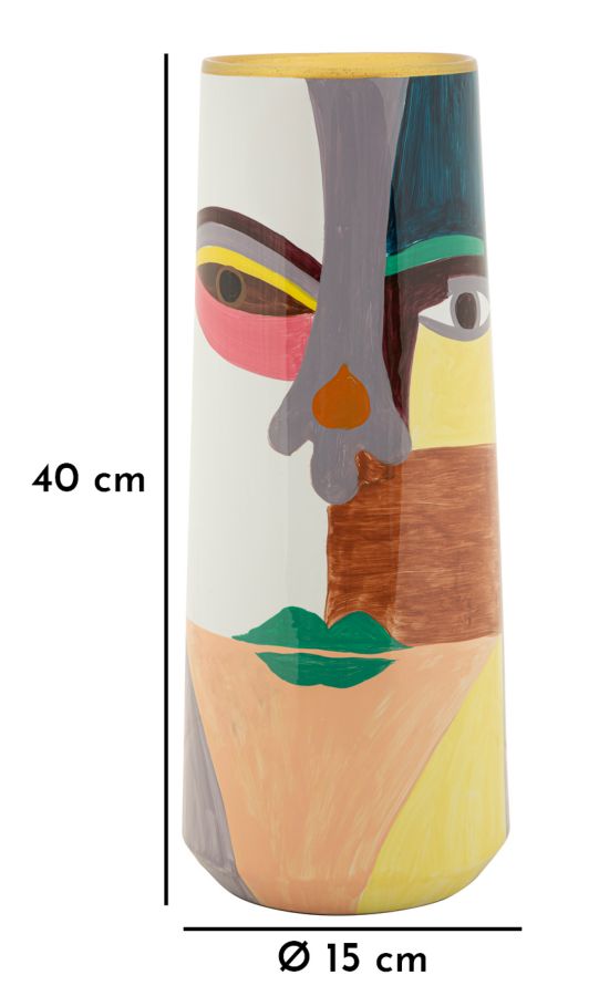 Veelkleurige keramische vaas cm ø 15x40