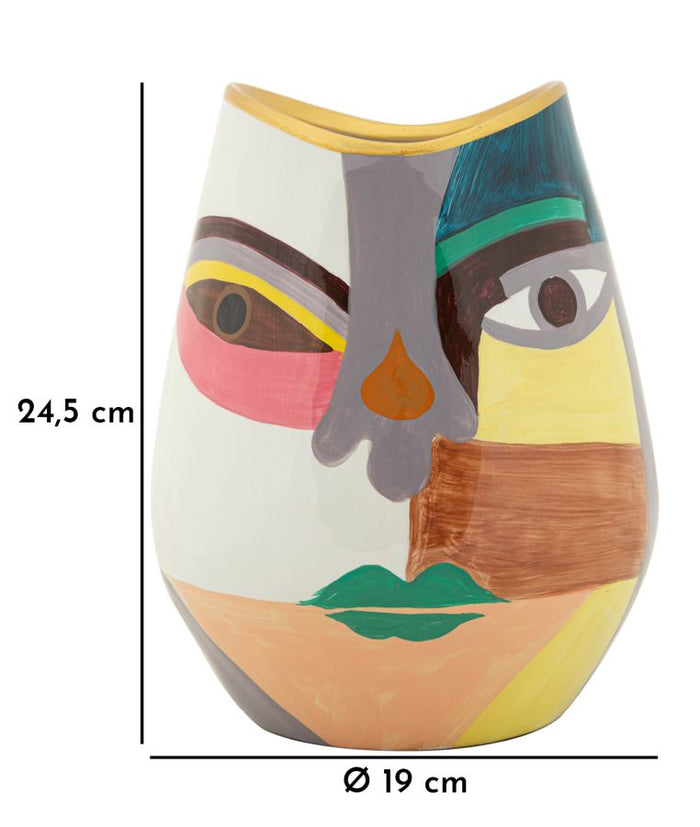 Veelkleurige keramische vaas cm ø 19x24,5