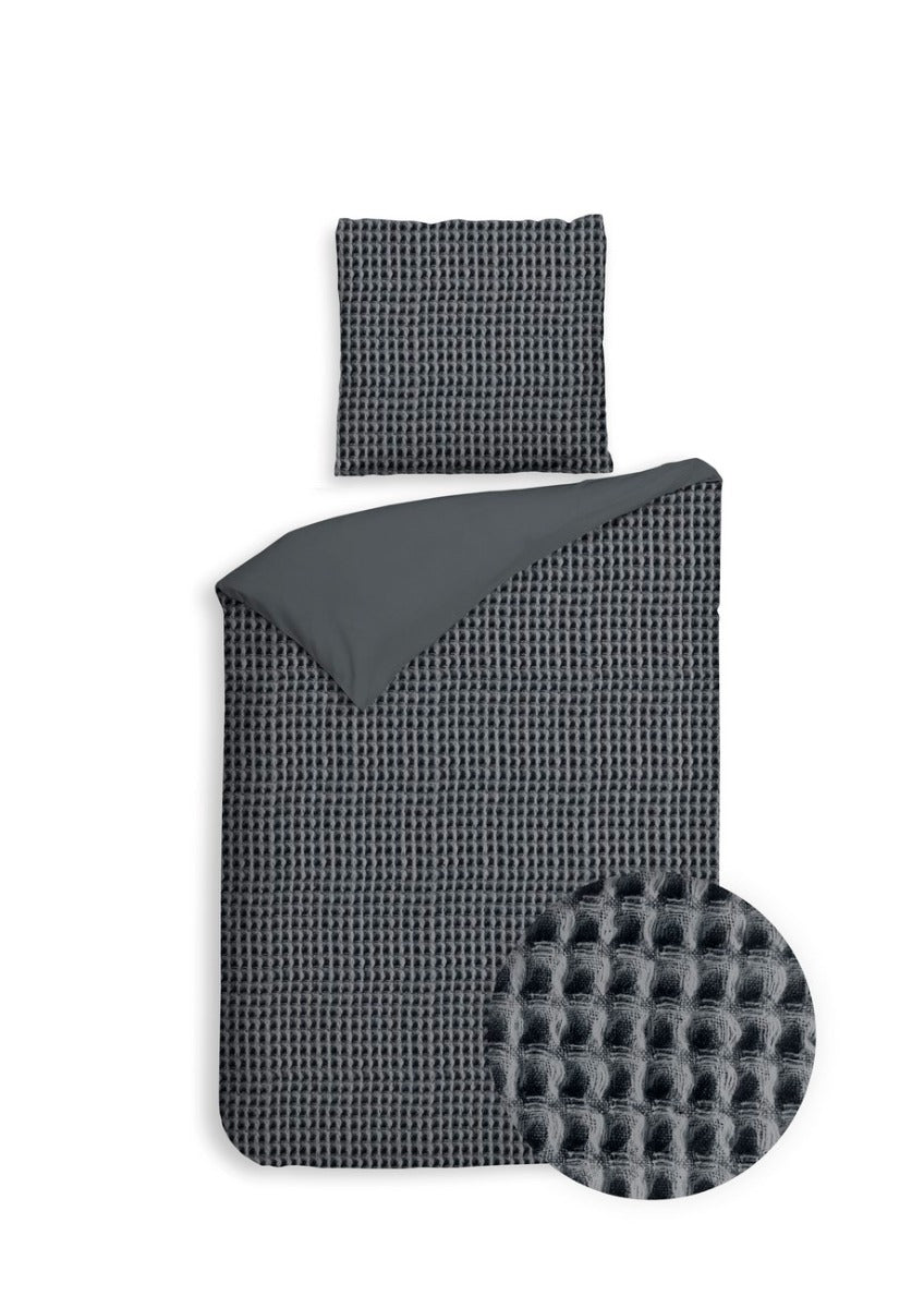 Heckett Lane Dekbedovertrek Katoen Vafala - steel grey