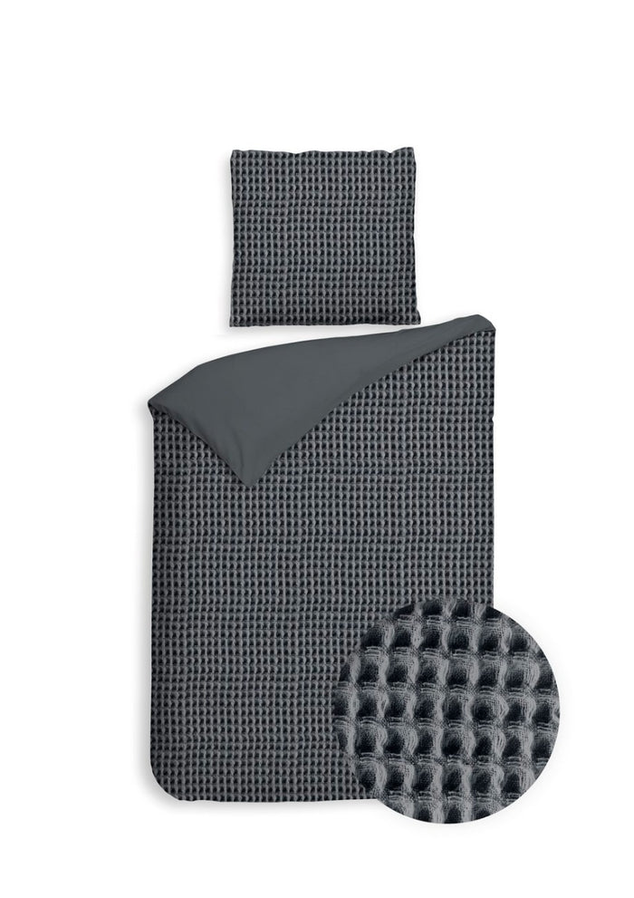 Heckett Lane Dekbedovertrek Katoen Vafala - steel grey