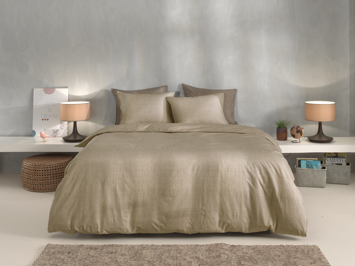 Zo Home Dekbedovertrek Katoen Lino Linnen Look - tan brown