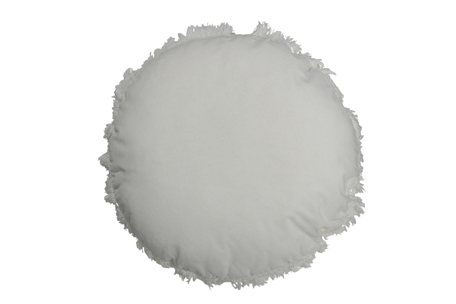 J-line - Kussen Rond Velvet Katoen|linnen Wit - 50x50x5cm