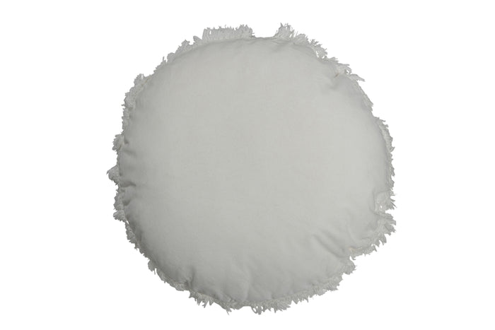 J-line - Kussen Rond Velvet Katoen|linnen Wit - 50x50x5cm