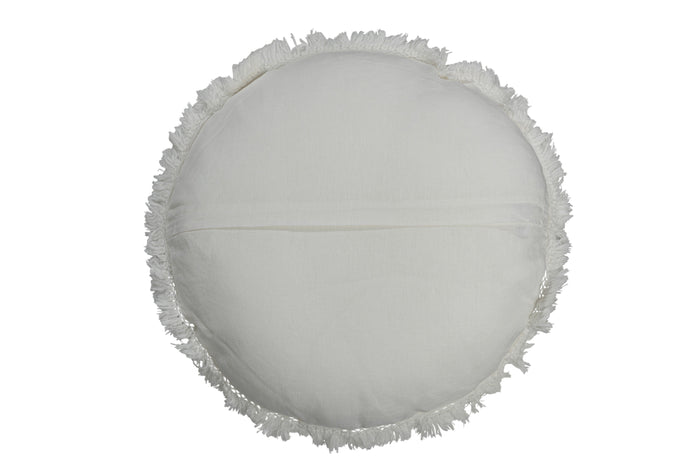 J-line - Kussen Rond Velvet Katoen|linnen Wit - 50x50x5cm