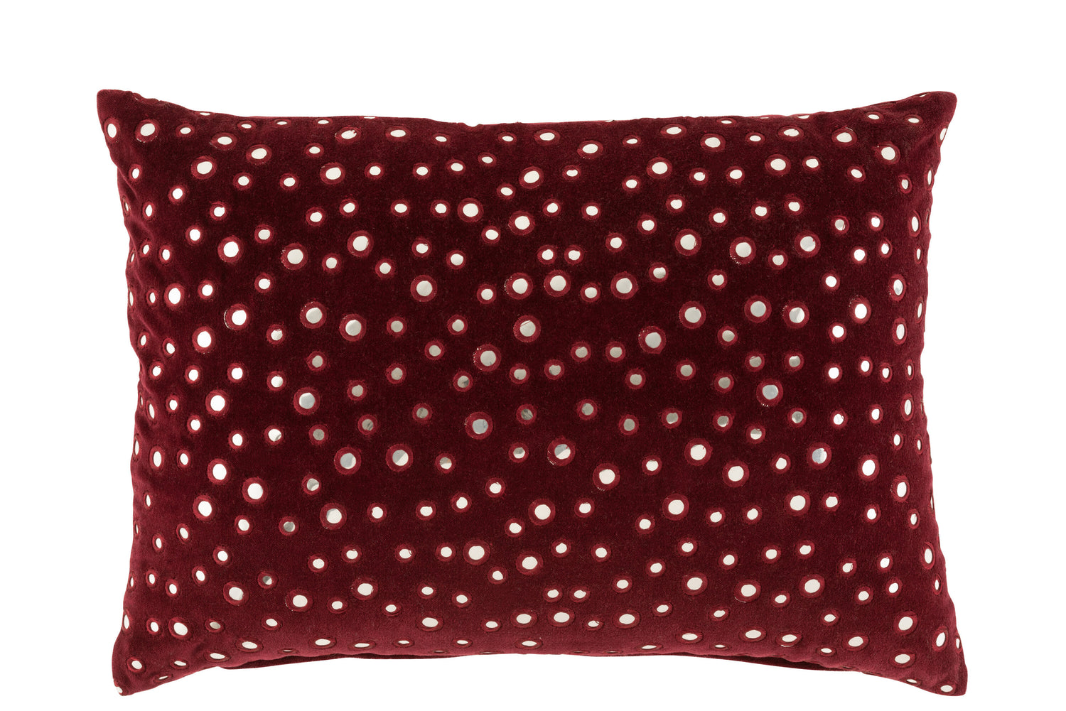 J-line - Kussen Spiegel Rechthoek Katoen Rood|zilver - 60x40x4cm