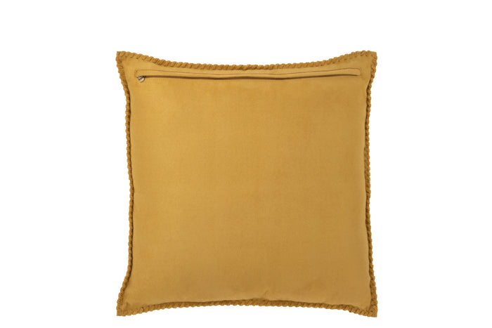 J-line - Kussen Midden Lijn Leder Mosterd - 45x45x8cm