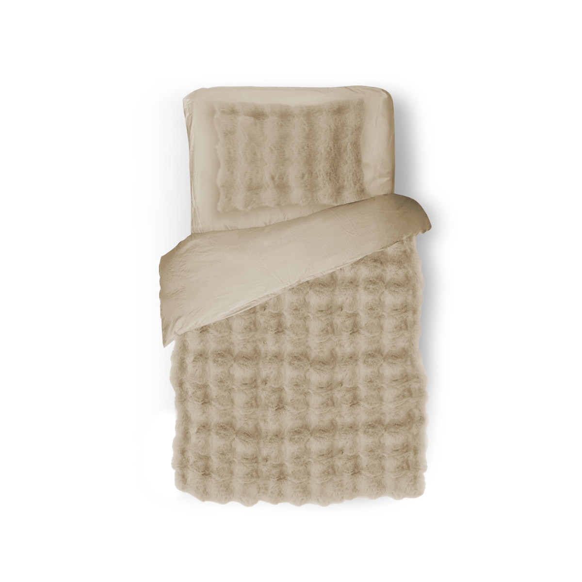 Eleganzzz Dekbedovertrek Bubble Pom Pom Rabbit Fur - sand