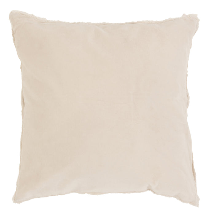 J-line - Kussen Boord Kort Katoen|linnen Wit - 45x45x4cm