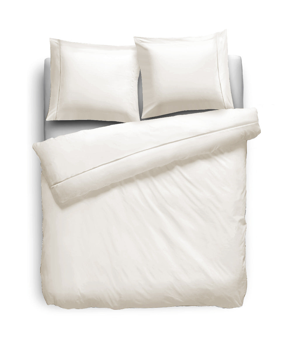 Eleganzzz Dekbedovertrek Uni Perkal Katoen Met Bies - ivoor
