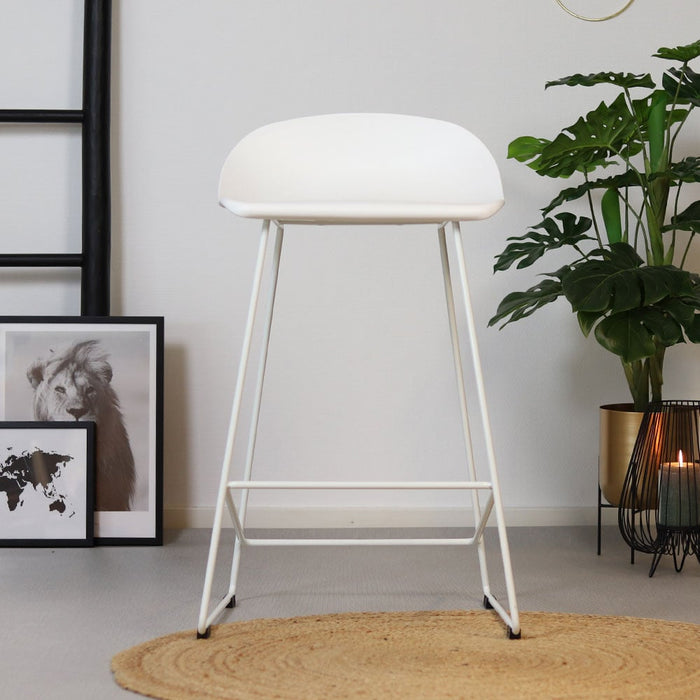 Livin24 Scandinavische Barkruk Ellen wit 66cm - Barkrukken set van 2