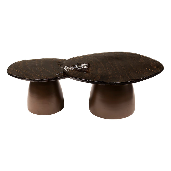 Giga Meubel - Salontafel Koper Metaal|Glas - 80x70x40cm - Eclipse