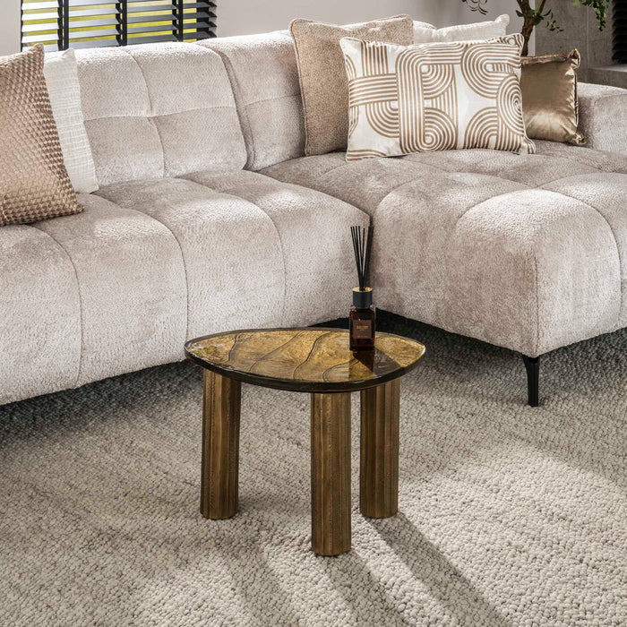 Giga Meubel - Salontafel Goud Glas - 51x37x35cm - Eclipse
