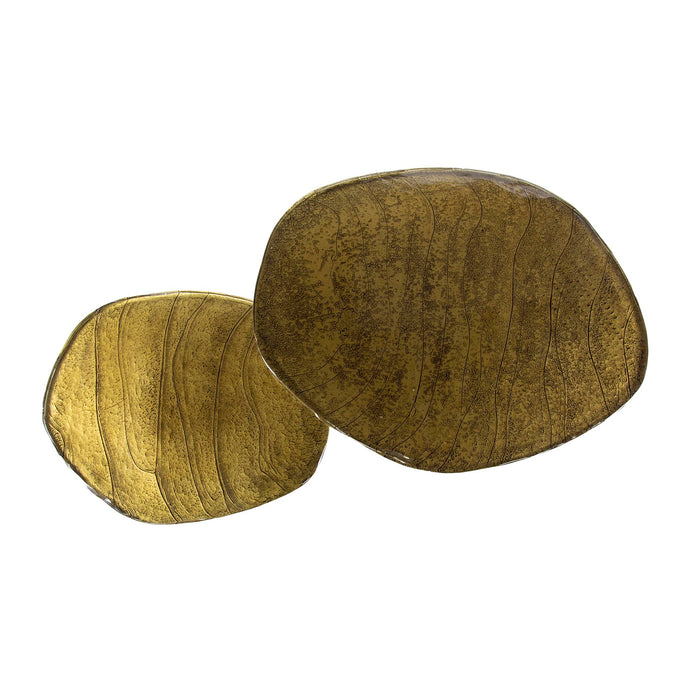 Giga Meubel - Salontafel Goud Metaal|Glas - 80x70x40cm - Eclipse