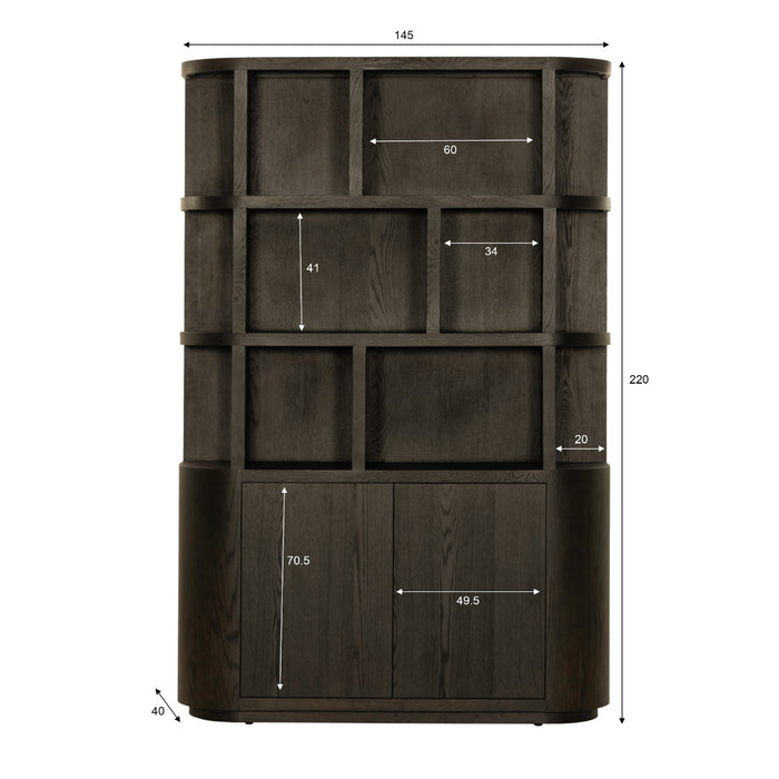 Livingfurn - Boekenkast Bruin Eiken - 145x40x220cm - Novero