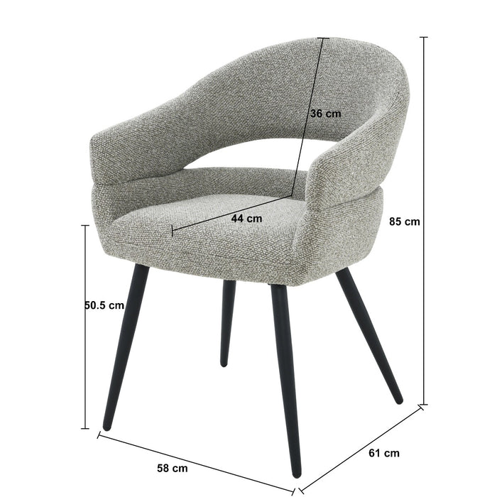 Livingfurn - Eetkamerstoel Megan Taupe Set van 2 - 62x58x85cm