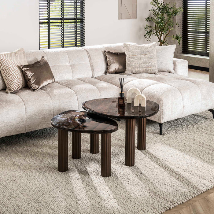 Giga Meubel - Salontafel Koper Glas - 62x45x40cm - Eclipse