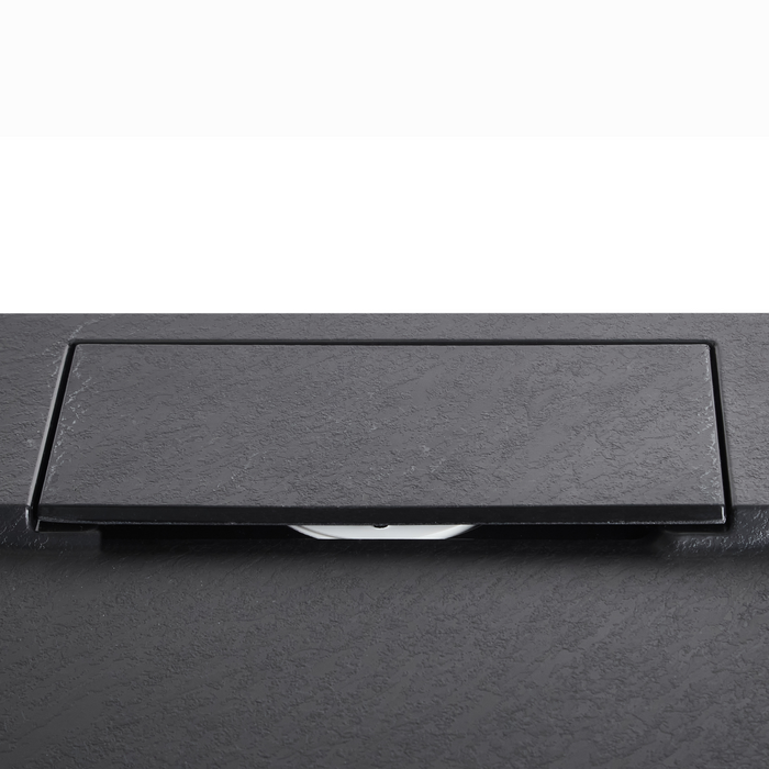 Beliani-AZZURRO-Douchebak-Zwart-80 x 80 x 3 cm-SMC (kunststof)